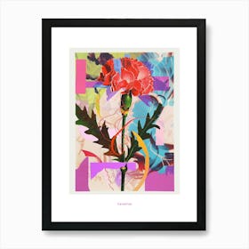 Carnation5 Neon Flower Collage Poster Art Print