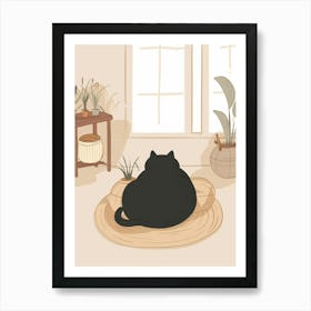 Cat Sitting On A Rug Art Print