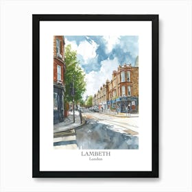 Lambeth London Borough   Street Watercolour 4 Poster Art Print