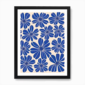 Blue Flowers Pattern 4 Art Print