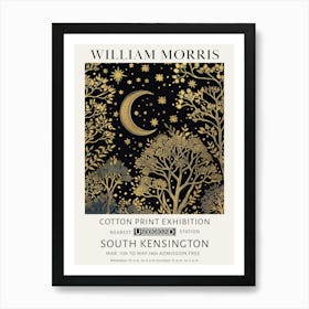 William Morris Moon Stars Tree Night Art Print