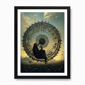 Woman In A Wheel Art Print