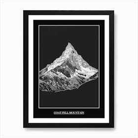 Goat Fell Mountain Line Drawing 3 Poster Affiche