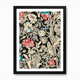 Floral Wallpaper Inspired by William Morris 2 Art Print