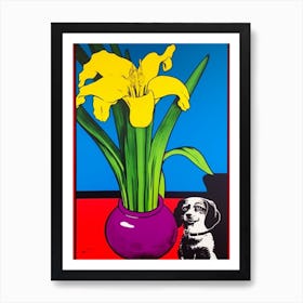 Iris With A Dog Pop Art  Art Print