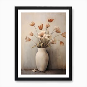 Tulip, Autumn Fall Flowers Sitting In A White Vase, Farmhouse Style 1 Art Print