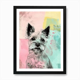 Pastel Watercolour Australian Terrier Dog Line Illustration 2 Art Print