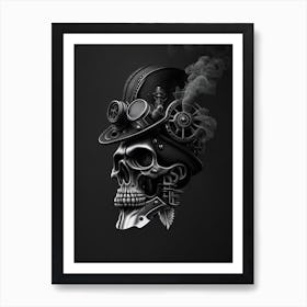 Skull With Steampunk Details Pink 2 Stream Punk Art Print