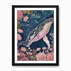 Floral Animal Painting Humpback Whale 3 Art Print