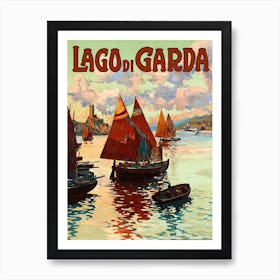 Sailing Boats On a Lake Garda Art Print