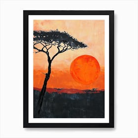 Sunset In The Savannah, Africa 2 Art Print