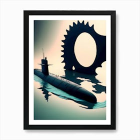 Submarine And Gears -Reimagined Art Print