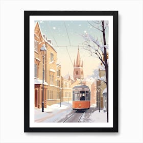 Vintage Winter Travel Illustration Bath United Kingdom 1 Art Print