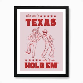Texas Hold Em' Print In Red and Pink Art Print