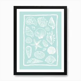 Seashells Aqua Art Print