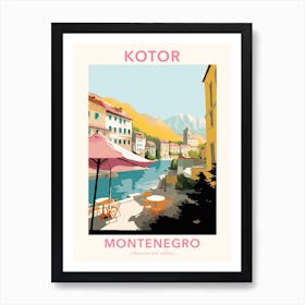 Kotor, Montenegro, Flat Pastels Tones Illustration 3 Poster Art Print