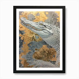 Crocodile Precisionist Illustration 2 Art Print