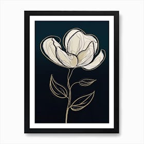Line Art Tulips Flowers Illustration Neutral 3 Art Print