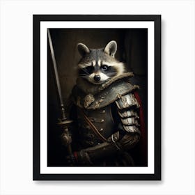 Vintage Portrait Of A Bahamian Raccoon Dressed As A Knight 3 Art Print