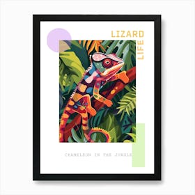 Chameleon In The Jungle Modern Abstract Illustration 5 Poster Art Print