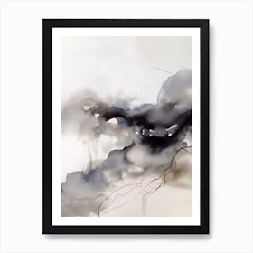 Watercolour Abstract Black And White 3 Art Print