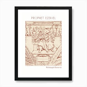 Line Art Minimalist – Prophet Ezekiel – Michelangelo Buonarroti – Classic Painting 1 Art Print