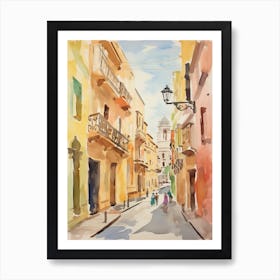 Catania, Italy Watercolour Streets 4 Art Print