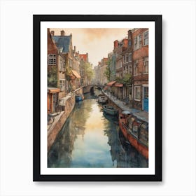 Canal Belt Amsterdam Vintage Painting (26) Art Print