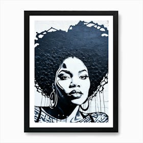 Graffiti Mural Of Beautiful Black Woman 124 Art Print