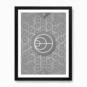 Geometric Glyph Sigil with Hex Array Pattern in Gray n.0073 Art Print