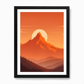 Misty Mountains Vertical Composition In Orange Tone 349 Art Print