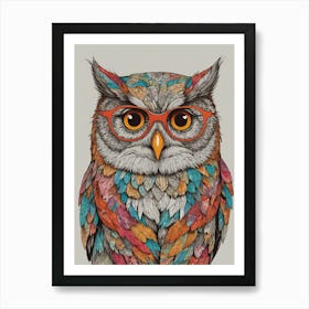 Owl With Glasses 2 Art Print