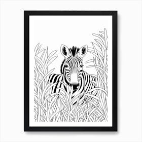 Line Art Jungle Animal Zebra 3 Art Print