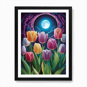 Full Moon Tulips Art Print