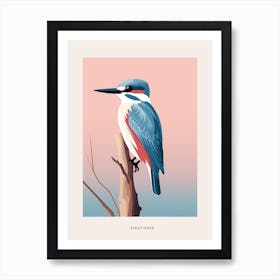 Minimalist Kingfisher 3 Bird Poster Art Print