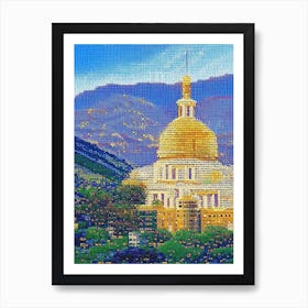 Salt Lake City, City Us  Pointillism Art Print