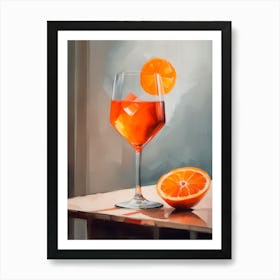 Aperol Spritz Cocktail With Orange On The Side Art Print