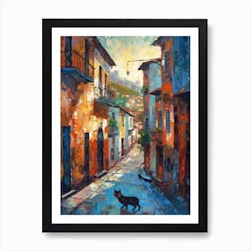 Painting Of A Street In Istanbul With A Cat 3 Impressionism Art Print