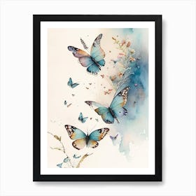 Butterflies Flying In The Sky Watercolour Ink 1 Art Print