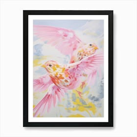 Pink Ethereal Bird Painting Yellowhammer 3 Art Print