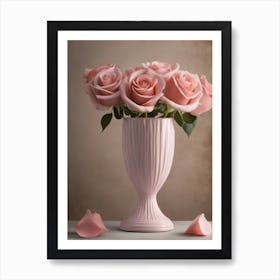 A Vase Of Pink Roses 27 Art Print