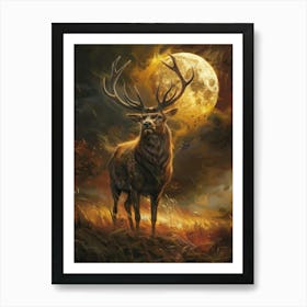 Deer In The Moonlight 6 Art Print