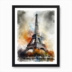 Eiffel Tower Paris France Sketch Drawing Style 3 Art Print