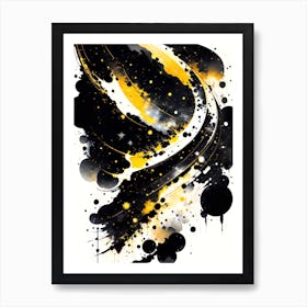 Abstract Black And Yellow Painting Art Print