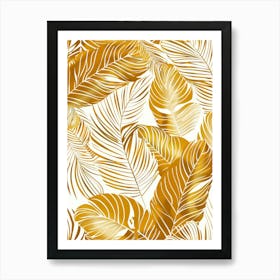 Gold Palm Leaves Seamless Pattern 1 Art Print