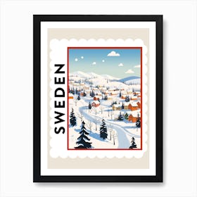 Retro Winter Stamp Poster Kiruna Sweden 3 Art Print