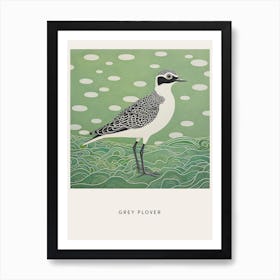 Ohara Koson Inspired Bird Painting Grey Plover 3 Poster Art Print