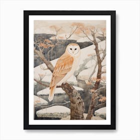 Winter Bird Painting Barn Owl 2 Art Print