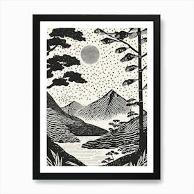 Moonlight In The Mountains Art Print