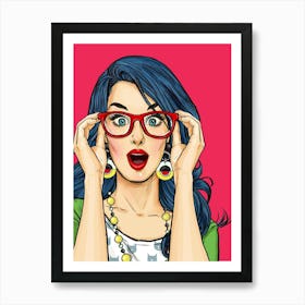 Pop Art Happy Sunglasses Girl Art Print